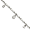 Stainless Steel Polished Fleur de Lis 7in w/3in ext. Bracelet, 7 mm