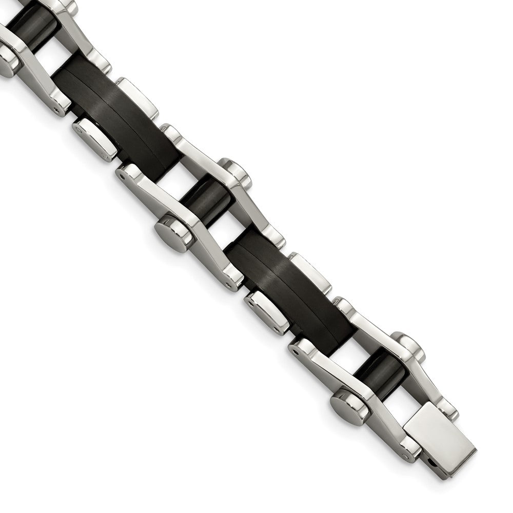 Chisel Stainless Steel Polished Black IP-plated 8 inch Bracelet, 8 x 14.17 mm