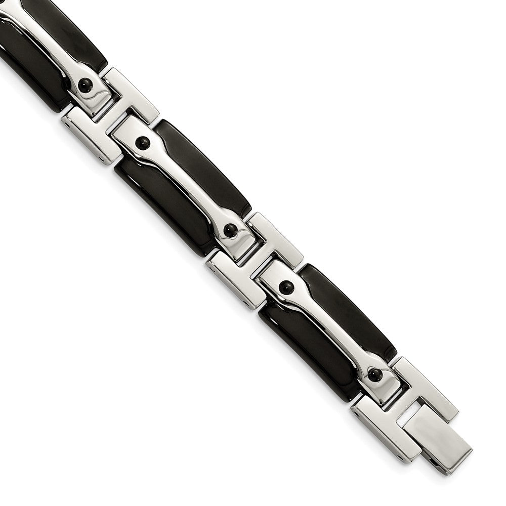 Chisel Stainless Steel Polished Black IP-plated 9 inch Link Bracelet, 9 x 10.98 mm