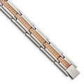Chisel Stainless Steel Polished and Textured Rose IP-plated 8.5 inch Link Bracelet, 8.5 x 12.16 mm