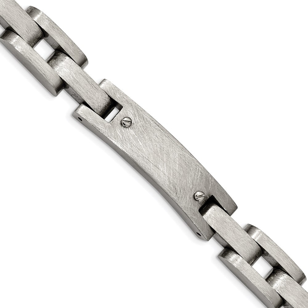 Stainless Steel Brushed and Polished Scratched Finish 8.5 inch Bracelet, 8.5 x 11 mm