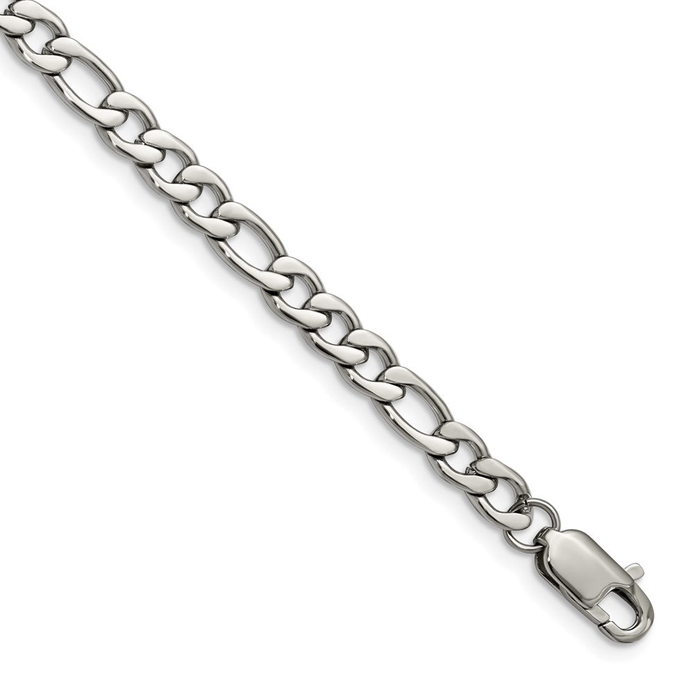 Chisel Stainless Steel Polished 9 inch Figaro Bracelet, 9 x 5.86 mm
