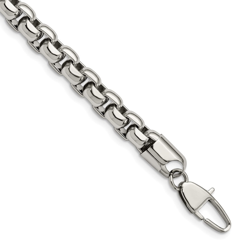 Chisel Stainless Steel Polished 9 inch Rounded Box Bracelet, 9 x 8.3 mm