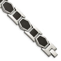 Chisel Stainless Steel Polished with Black Carbon Fiber Inlay 8.75 inch Link Bracelet, 8.75 x 13.92 mm