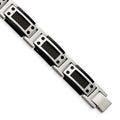 Chisel Stainless Steel Polished Black IP-plated with Black Carbon Fiber Inlay 8.5 inch Link Bracelet, 8.5 x 12.07 mm