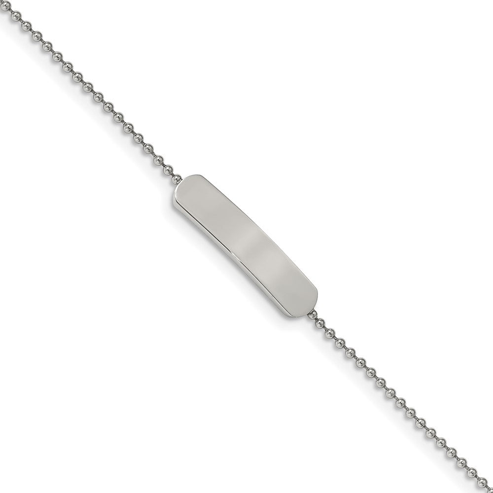 Stainless Steel Polished 7in w/1 inch ext. ID Bracelet, 7 mm