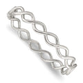 Chisel Stainless Steel Polished Criss Cross Hinged Bangle, 7 x 9.75 mm