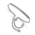 Chisel Stainless Steel Polished with 2 Row CZ Bar Friendship/Bolo Adjustable Bracelet, 3.5 mm