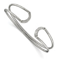 Stainless Steel Polished with CZ Flexible Cuff Bangle, 14 mm