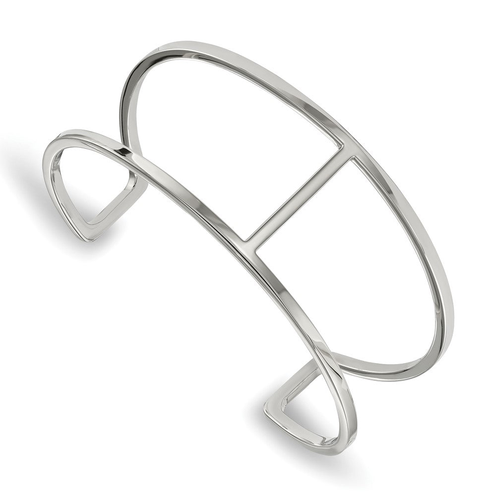 Chisel Stainless Steel Polished Cuff Bangle, 7.5 x 30 mm