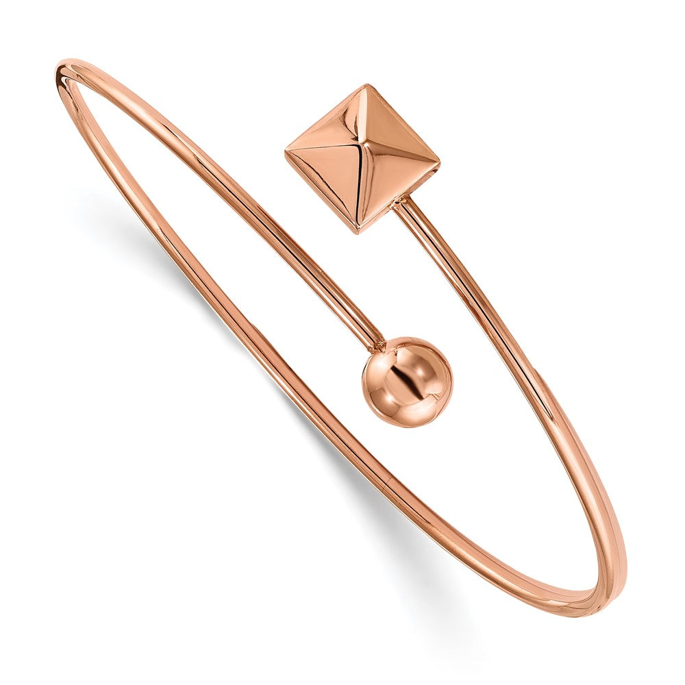 Stainless Steel Polished Rose IP-plated Flexible Bangle, 2 mm