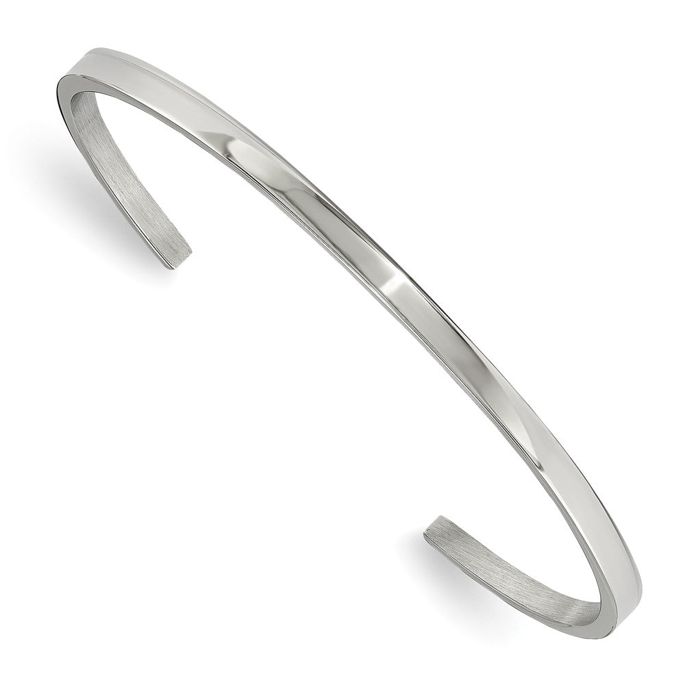 Chisel Stainless Steel Polished 3mm Cuff Bangle, 6.5 x 3 mm