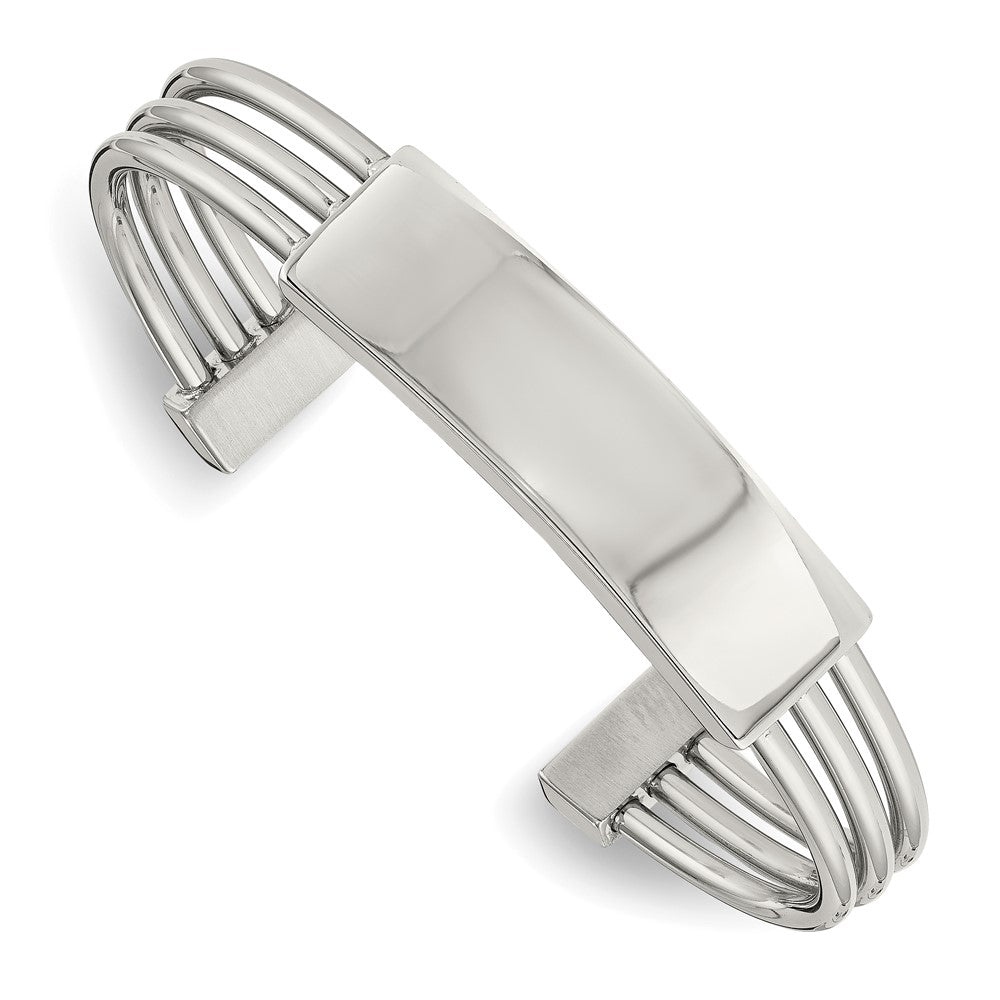 Chisel Stainless Steel Polished Engraveable ID Cuff Bangle, 6.75 x 8.83 mm