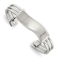 Stainless Steel Polished Waved ID Cuff Bangle, 9.52 mm