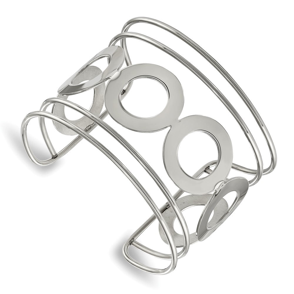 Stainless Steel Polished Circle Design 50mm Cuff Bangle, 50 mm