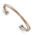 Chisel Stainless Steel Polished Rose IP-plated Twisted Cuff Bangle, 6.75 x 4 mm