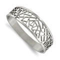 Stainless Steel Polished Geometric Cut-out Hinged Bangle, 22.5 mm