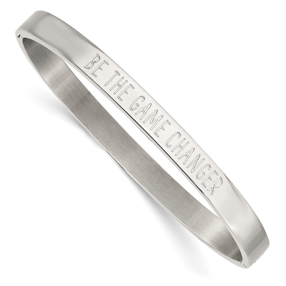 Stainless Steel Polished Be the Game Changer 6mm Hinged Bangle, 6 mm