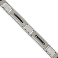 Stainless Steel Polished and Textured Black IP-plated 8.75in Bracelet, 8.75 x 11.04 mm