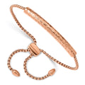 Chisel Stainless Steel Polished and Hammered Rose IP-plated Adjustable Bar Bracelet, 5.25 mm