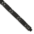 Chisel Stainless Steel Polished Black IP-plated Wire Inlay 8.5 inch Link Bracelet, 8.5 x 12.29 mm