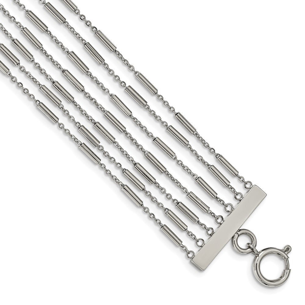 Stainless Steel Polished Multi Strand 7.5in Bracelet, 7.5 mm