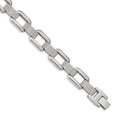 Chisel Stainless Steel Polished and Textured 8.5 inch Rounded Square Open Link Bracelet, 8.5 x 14.1 mm