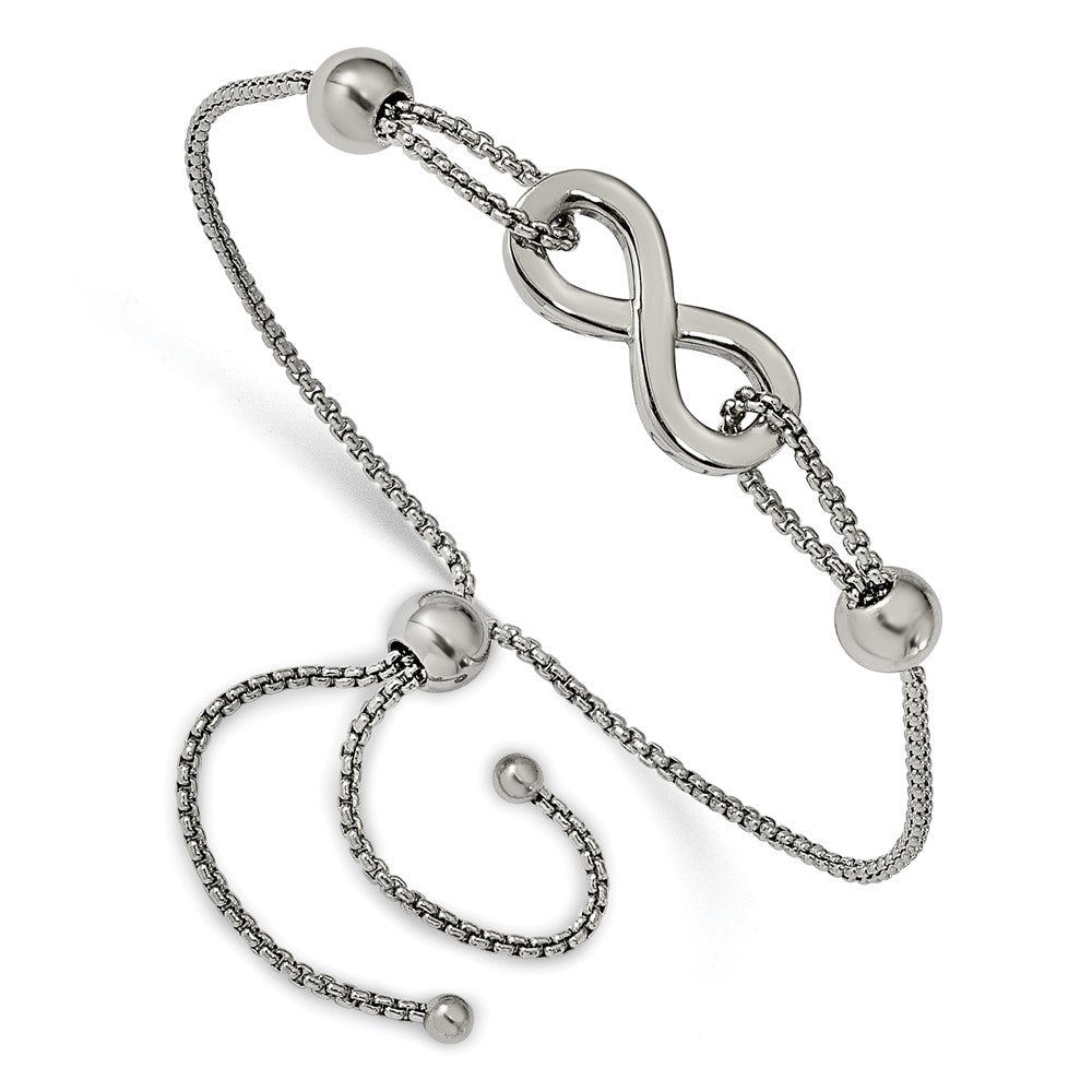 Chisel Stainless Steel Polished Infinity Symbol Adjustable Bracelet, 9 mm