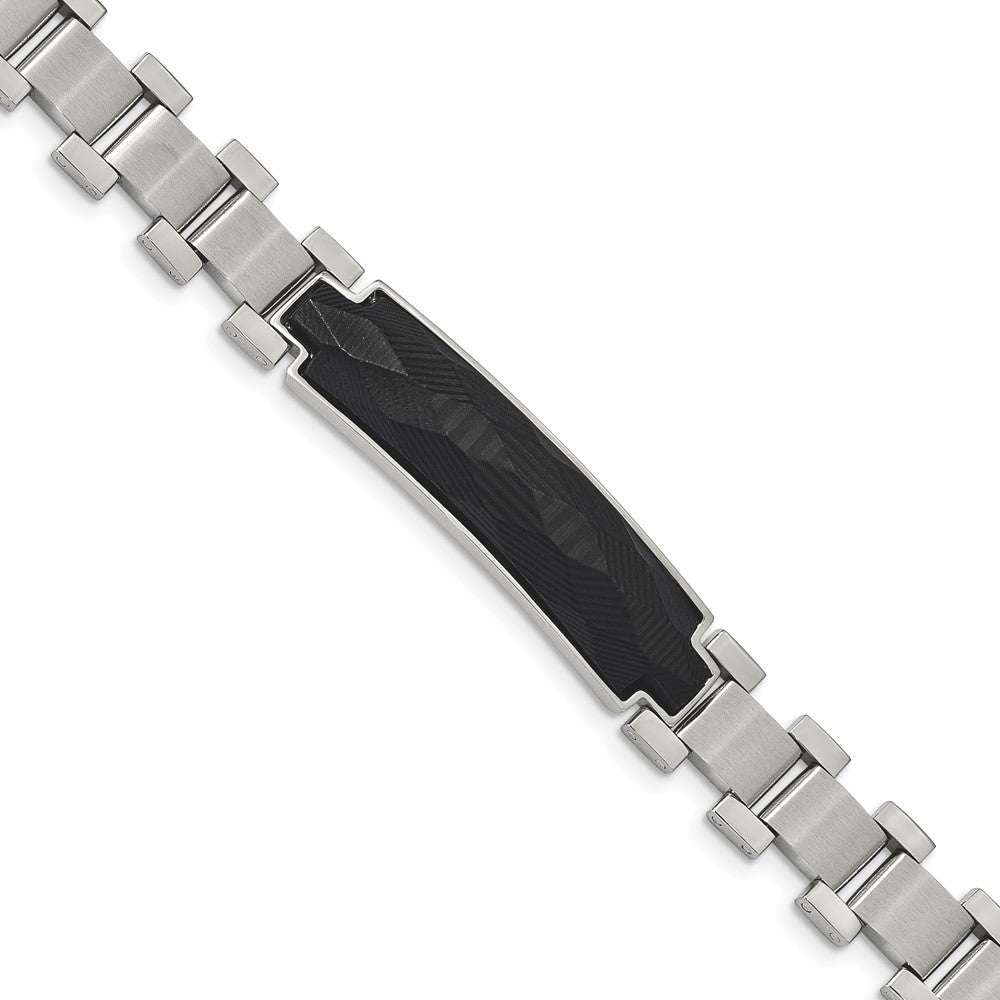 Chisel Stainless Steel Brushed and Polished with Solid Carbon Fiber Inlay 8.25 inch Bracelet, 8.25 x 11.57 mm