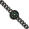 Chisel Stainless Steel Brushed Gun Metal IP-plated with Functional Compass 8.25 inch Bracelet, 8.25 x 10 mm