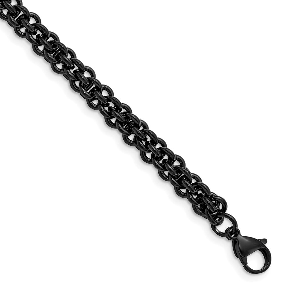 Chisel Stainless Steel Polished Black IP-plated 9 inch Bracelet, 9 x 7 mm