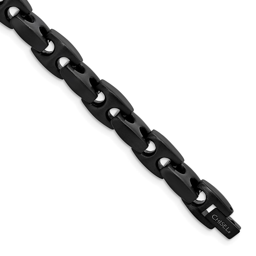 Chisel Stainless Steel Brushed Black IP-plated 9 inch Link Bracelet, 9 x 10 mm