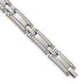 Stainless Steel Brushed with CZ 8.5in Bracelet, 8.5 mm