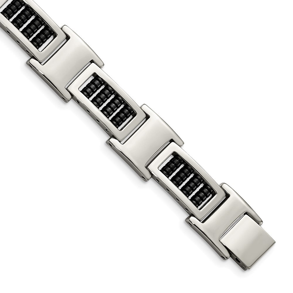 Stainless Steel Polished Black IP-plated 8.5in Bracelet, 8.5 mm, 49.4 g