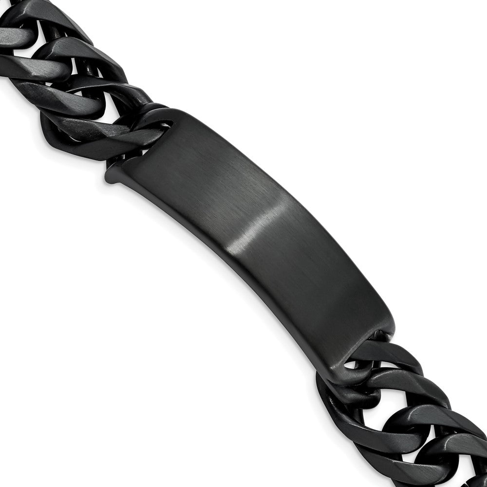 Chisel Stainless Steel Brushed Black IP-plated Curb Chain 9 inch ID Bracelet, 9 mm