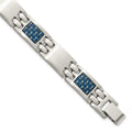 Chisel Stainless Steel Brushed with Blue Carbon Fiber Inlay 8.5 inch Link Bracelet, 8.5 x 10.5 mm