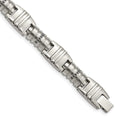 Chisel Stainless Steel Brushed and Polished with Black CZ 8.25 inch Fancy Link Bracelet, 8.25 x 12.5 mm