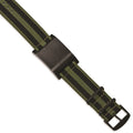 Stainless Steel Brushed Black IP Green Fabric Adj. ID Bracelet, 29.7 mm