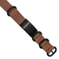 Stainless Steel Brushed Black IP-plated Brown Leather Adj. ID Bracelet, 19.8 mm