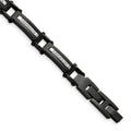 Chisel Stainless Steel Polished Black IP-plated with CZ 8.25 inch Bracelet with .5 inch Extension, 8.25 x 8 mm