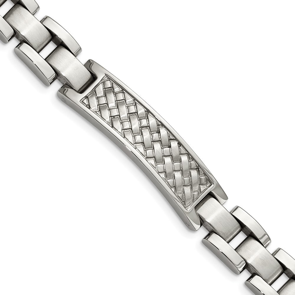 Stainless Steel Brushed and Polished Weaved Pattern 8.5in ID Bracelet, 8.5 mm
