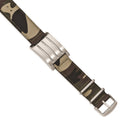 Stainless Steel Brushed and Polished Camo Fabric Adj. ID Bracelet, 29.6 mm