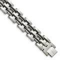 Chisel Stainless Steel Brushed and Polished with Black Rubber 8.75 inch Link Bracelet, 9.25 x 14 mm