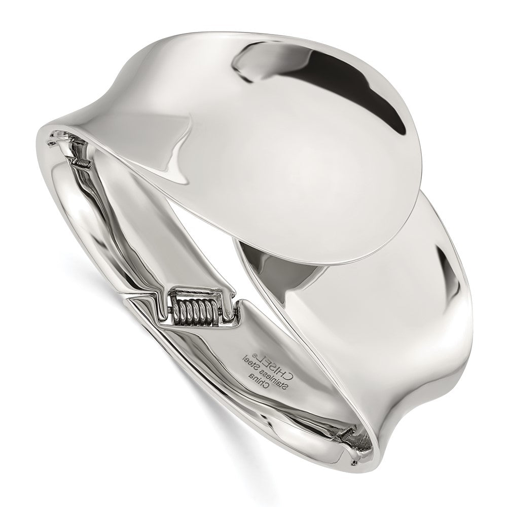 Stainless Steel Polished Hinged Bangle, 97.69 g