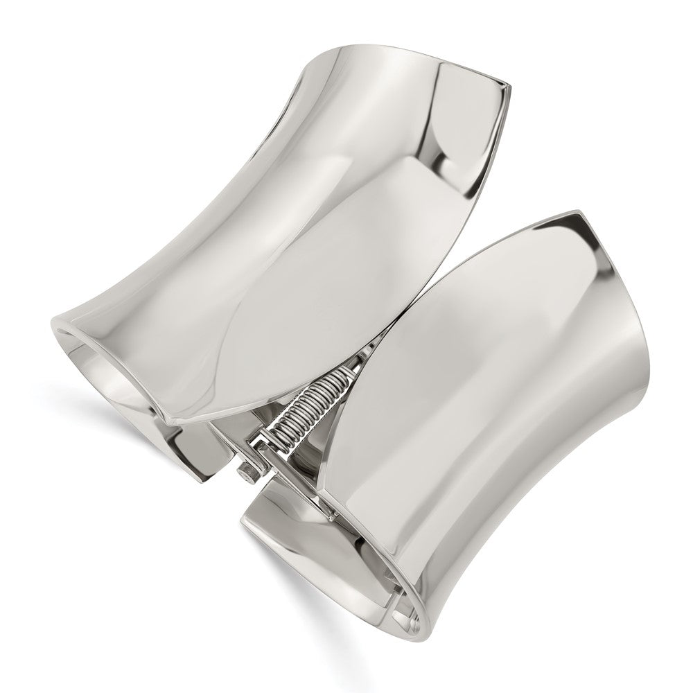 Stainless Steel Polished Hinged Bangle, 144.03 g