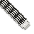 Chisel Stainless Steel Polished with Black Rubber 8.75 inch Bracelet, 8.5 x 22 mm