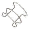 Stainless Steel Polished Beaded Cuff Bangle, 57 mm