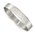 Stainless Steel Brushed and Polished Hammered Bangle, 8 x 13 mm