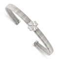 Chisel Stainless Steel Polished Four Leaf Clover Flexible Cuff Bangle, 7 x 15 mm