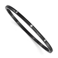 Chisel Stainless Steel Polished Black IP-plated with CZ Bangle, 7 x 3 mm